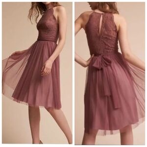 BHLDN Anthropologie Lace & Tulle York Dress In Mauve/Dark Blush, Sz 12, EUC!